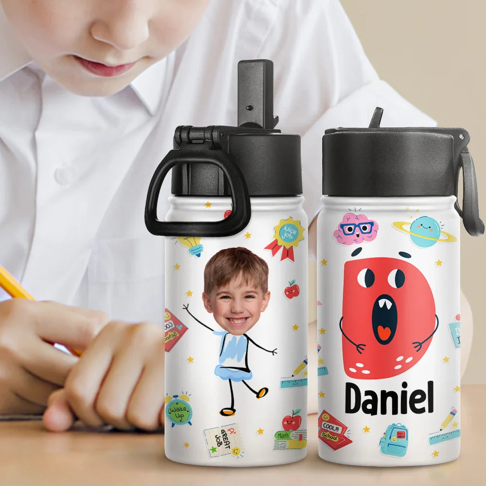 Custom Photo Letter School Kid bottle, alternate view 2