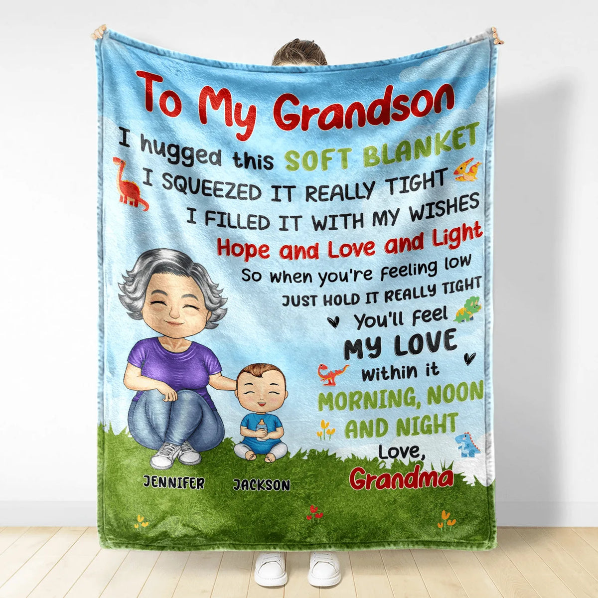 Grandma Mother Hugged This Soft Blanket Personalized Gift For Grandd Suzitee Store