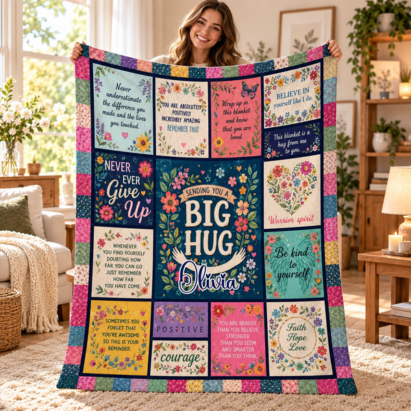 Sending You A Big Hug - Personalized Custom Blanket - Gift For Women, Girls, Besties, Encouragement Gift