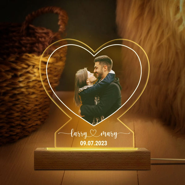 Custom Photo Anniversary Gift For Boyfriend And Girlfriend personalized led light multicolor, alternate view 4