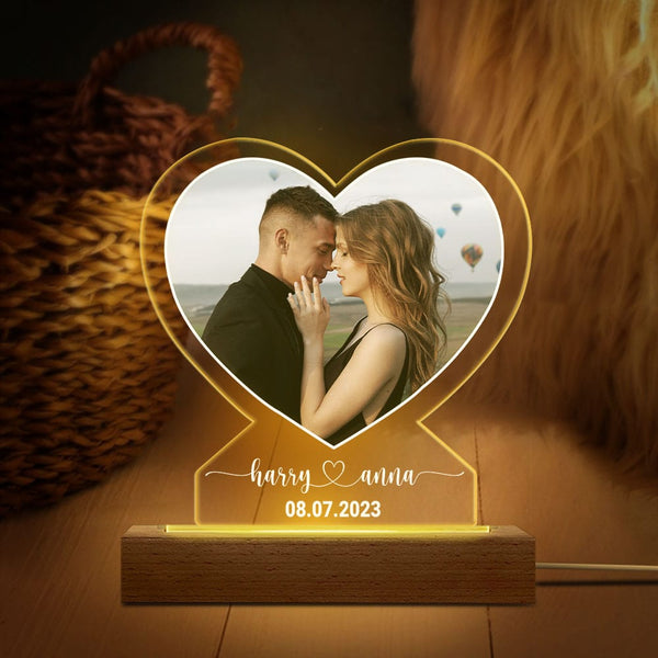 Custom Photo Anniversary Gift For Boyfriend And Girlfriend personalized led light multicolor, alternate view 3