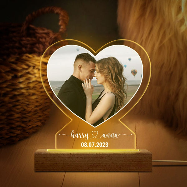 Custom Photo Anniversary Gift For Boyfriend And Girlfriend personalized led light multicolor, alternate view 2