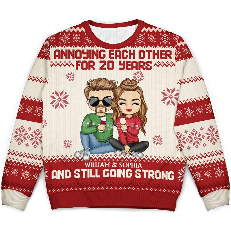Annoying Each Other For Many Years Couple - Personalized Custom Ugly Sweater - Gift For Couple, Husband, Wife
