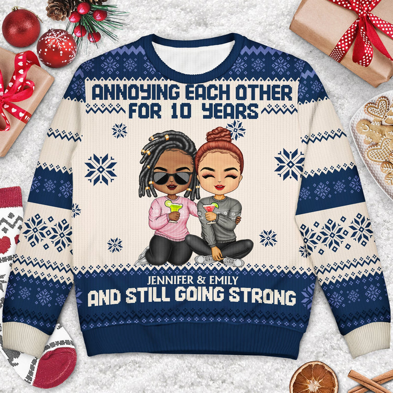 Personalized Annoying Each Other For Many Years Couple ugly Christmas sweater, alternate view 2