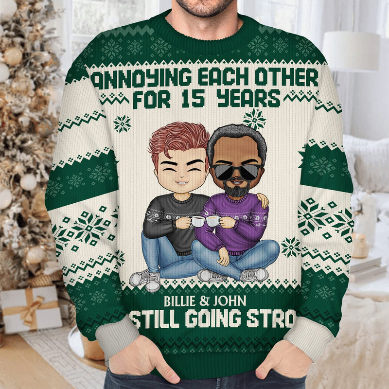 Personalized Annoying Each Other For Many Years Couple ugly Christmas sweater, alternate view 3
