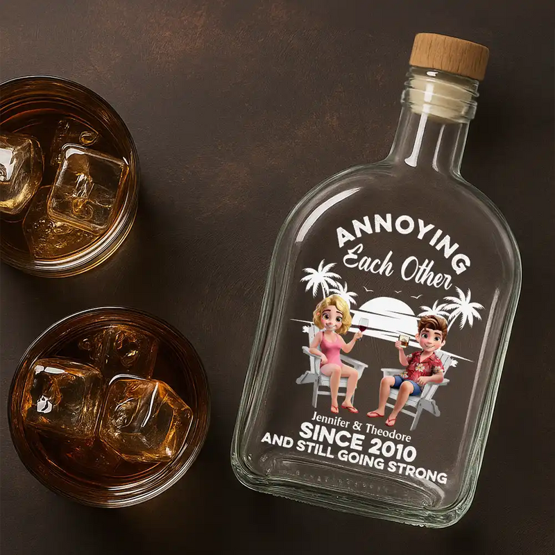 Couple Annoying Each Other Since - Personalized Whiskey Bottle - Gift For Him, Husband, Couples on Anniversary, Valentine's Day