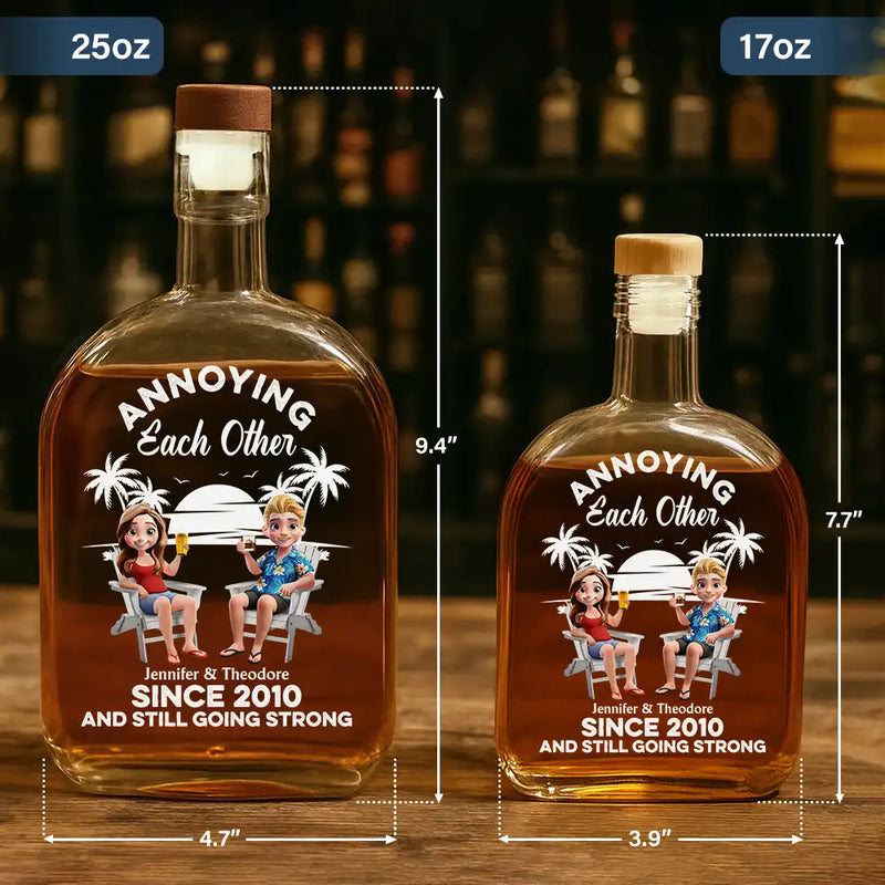 Couple Annoying Each Other Since - Personalized Whiskey Bottle - Gift For Him, Husband, Couples on Anniversary, Valentine's Day