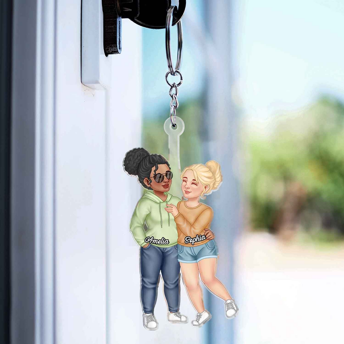 Arm In Arm Couple Personalized Acrylic Keychain, alternate view 4