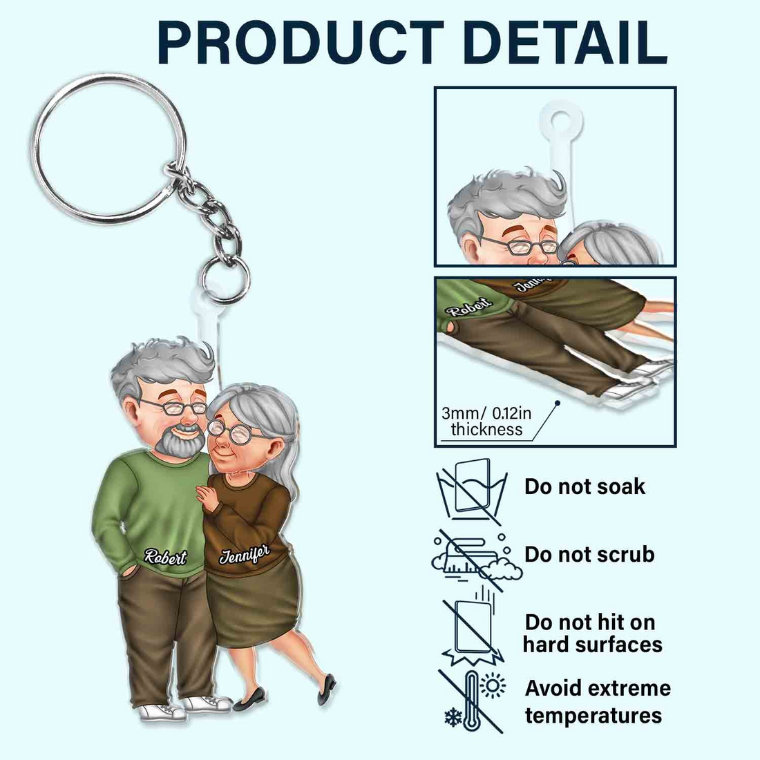Arm In Arm Couple Personalized Acrylic Keychain, alternate view 5