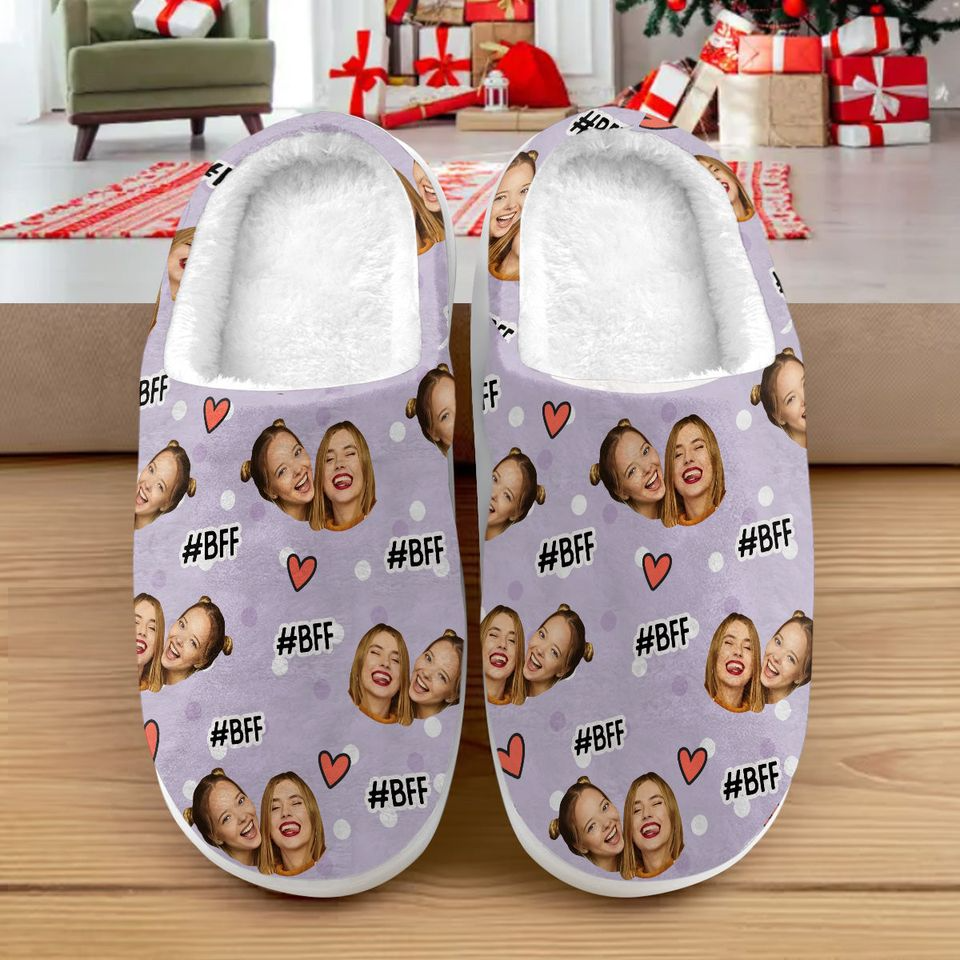 Custom Photo Best Friends Forever - Personalized Slippers - Gift for Besties, Sisters, Best Friends