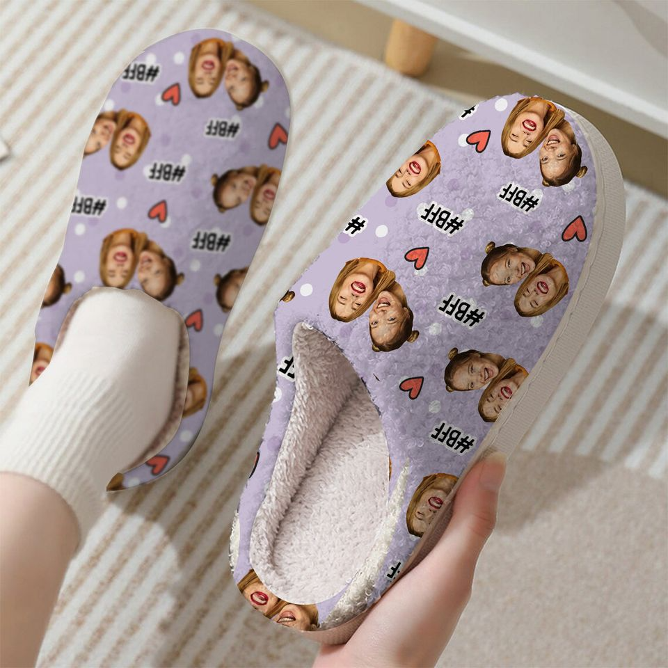 Custom Photo Best Friends Forever - Personalized Slippers - Gift for Besties, Sisters, Best Friends