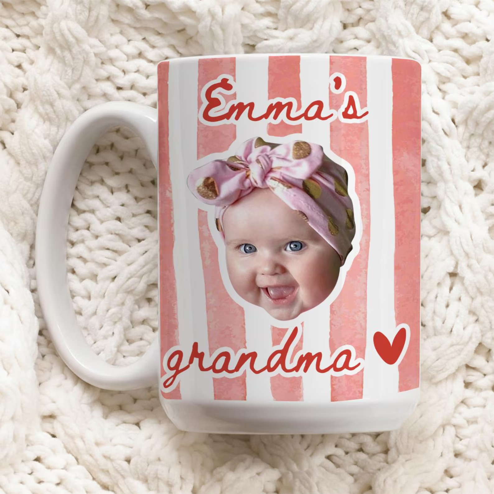 Custom Photo Kid Face  - Personalized Custom Mug - Gift For Grandma, Grandpa, Mom, Dad