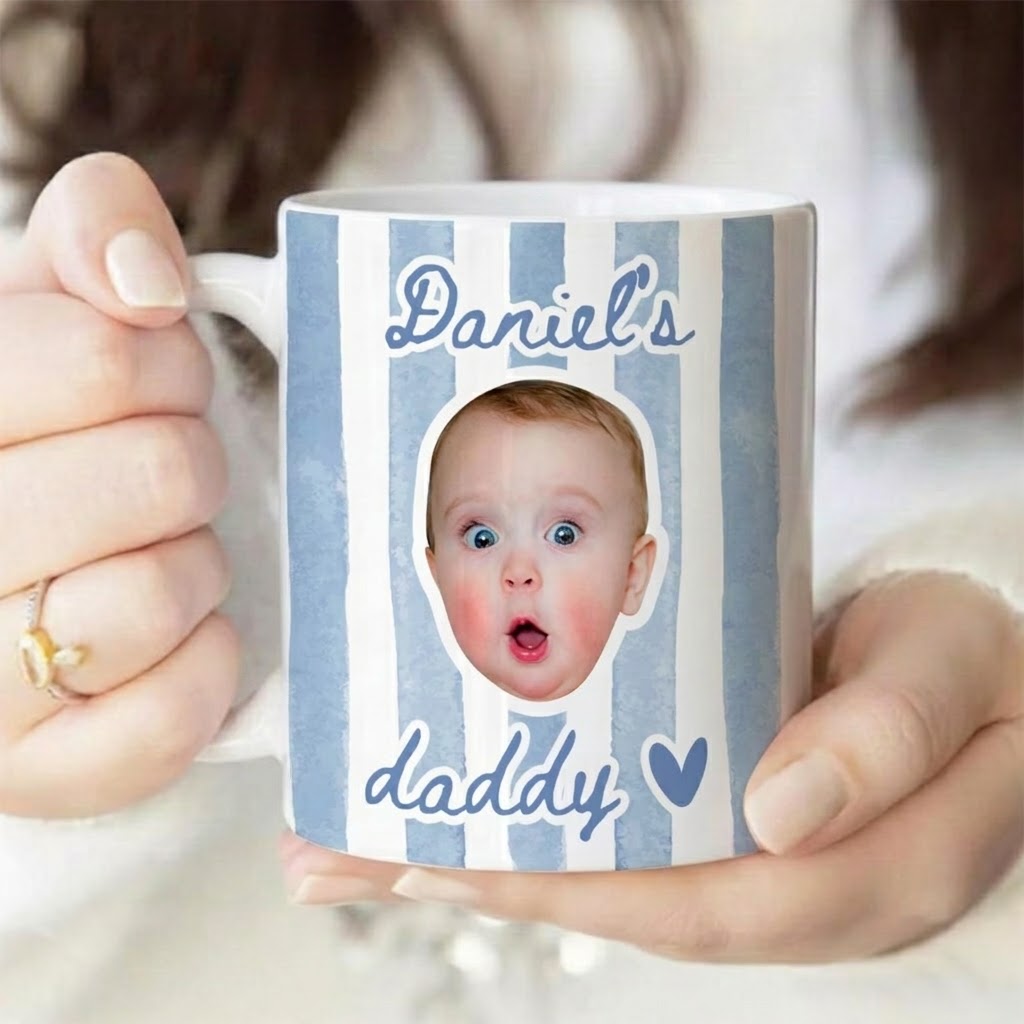 Custom Photo Kid Face  - Personalized Custom Mug - Gift For Grandma, Grandpa, Mom, Dad