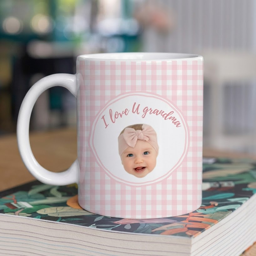 Custom Photo Grandkid Face - Personalized Custom Mug - Gift For Grandma, Grandpa, Mom, Dad