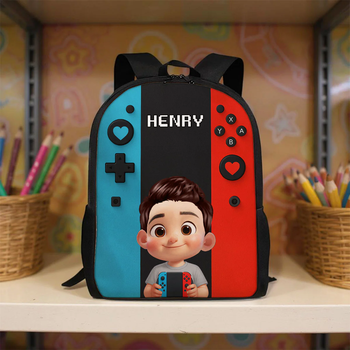 Gamer Design for Boys Girls -  Personalized Kid Backpack - Gift For Back To School, First Day of School - Student, Son, Daughter | Kindergarten, Pre-K, Preschool