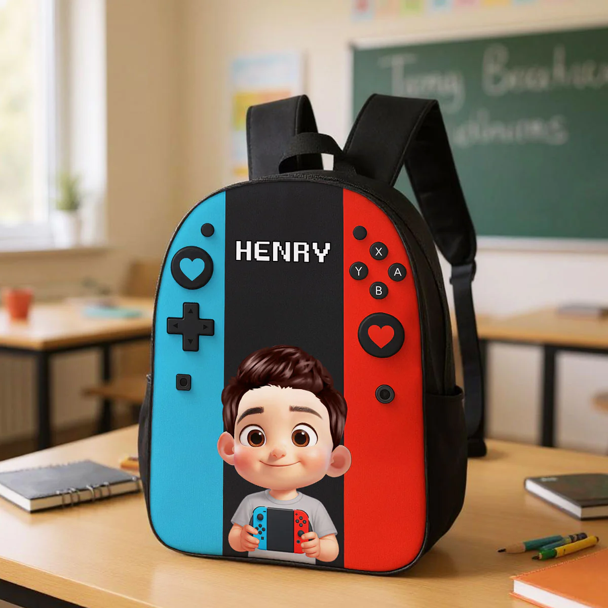 Gamer Design for Boys Girls -  Personalized Kid Backpack - Gift For Back To School, First Day of School - Student, Son, Daughter | Kindergarten, Pre-K, Preschool