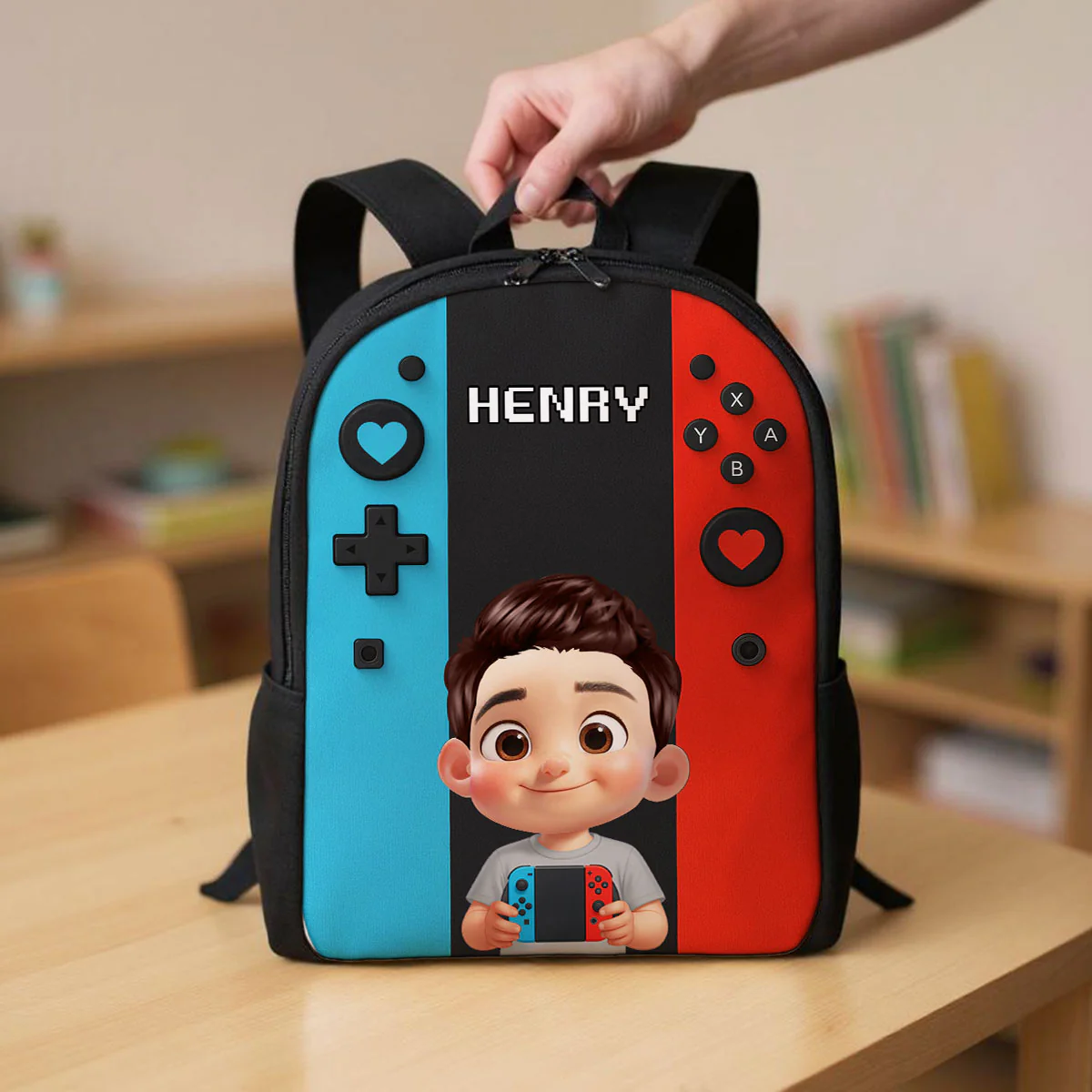 Gamer Design for Boys Girls -  Personalized Kid Backpack - Gift For Back To School, First Day of School - Student, Son, Daughter | Kindergarten, Pre-K, Preschool