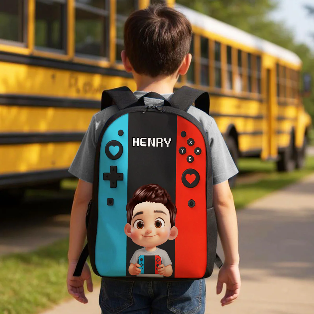 Gamer Design for Boys Girls -  Personalized Kid Backpack - Gift For Back To School, First Day of School - Student, Son, Daughter | Kindergarten, Pre-K, Preschool