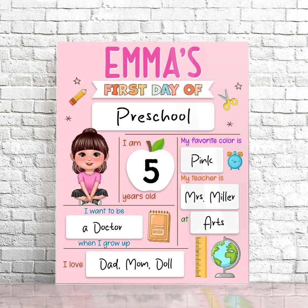 First Day, Last Day of School Cute Kid School Things - Back to School Chalkboard, Kindergarten Sign, Personalized Sign, Dry Erase Board, Reusable Chalkboard Sign