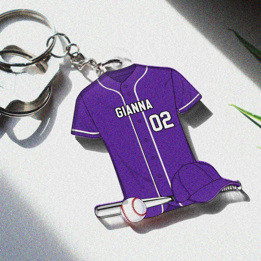 Baseball Shirt Personalized Acrylic Keychain, alternate view 4