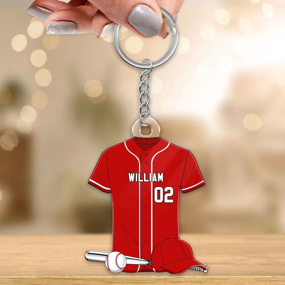 Baseball Shirt Personalized Acrylic Keychain, alternate view 2