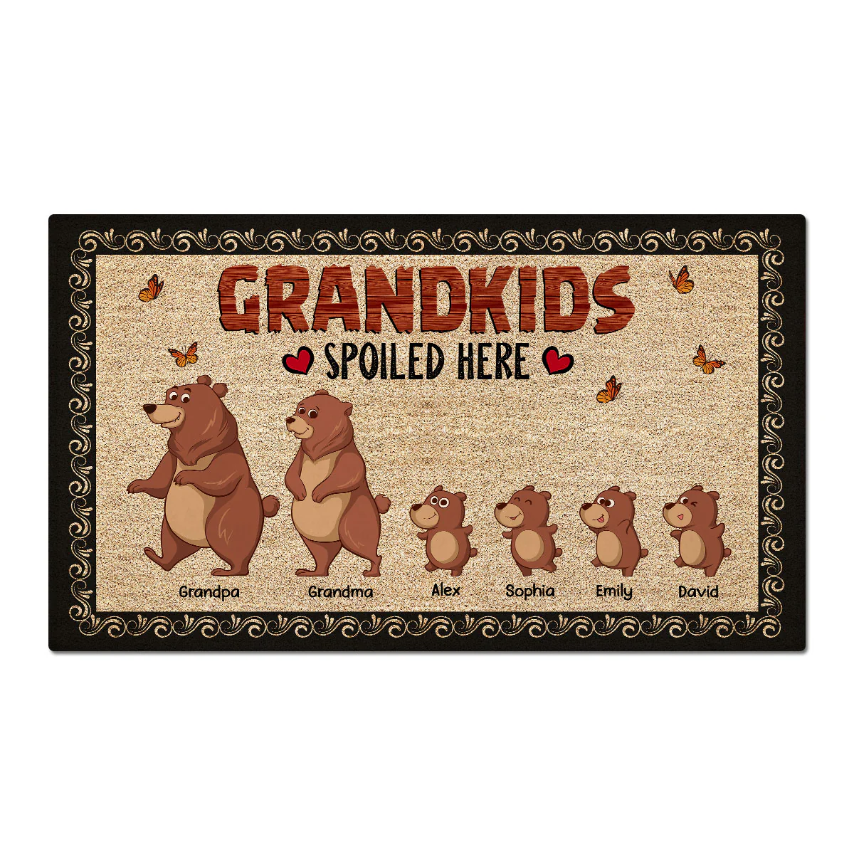 Bear Grandparents Grandkids Spoiled Here - Personalized Doormat - Gift For Grandma, Grandpa, Grandparents