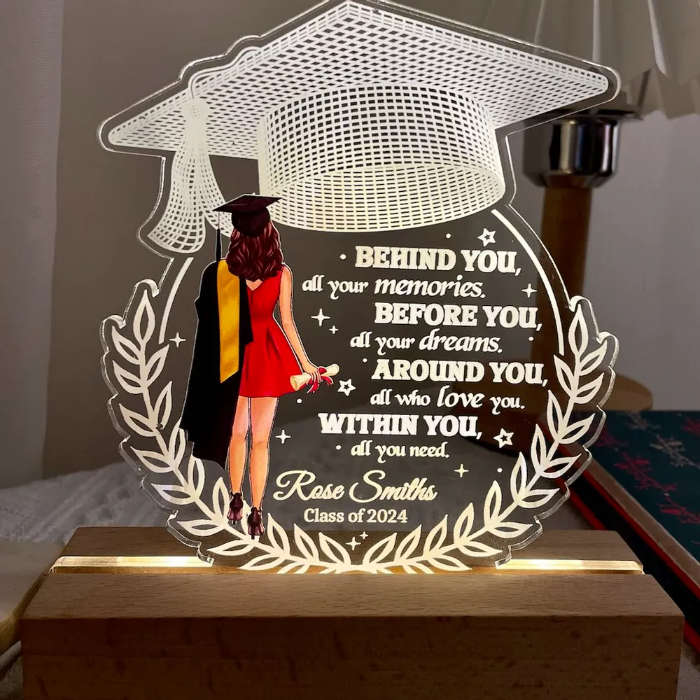Personalized Behind You All Your Memories Graduation Gift led light, alternate view 4