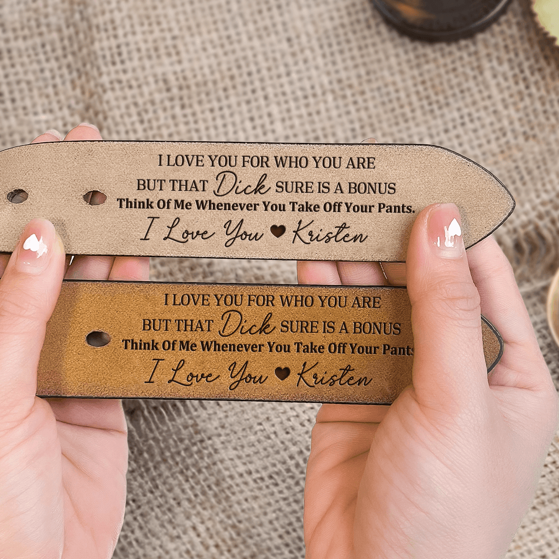Custom Engraved Belt for Him leather belt, alternate view 5
