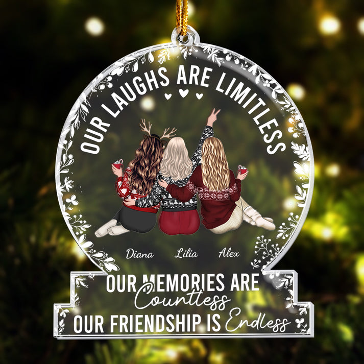 Our Laughs Are Limitless personalized custom shaped acrylic ornament, alternate view 2