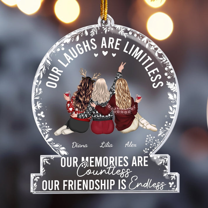 Our Laughs Are Limitless personalized custom shaped acrylic ornament, alternate view 3
