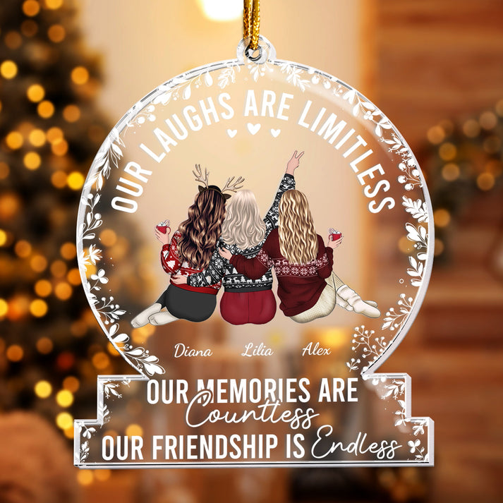 Our Laughs Are Limitless personalized custom shaped acrylic ornament, alternate view 4