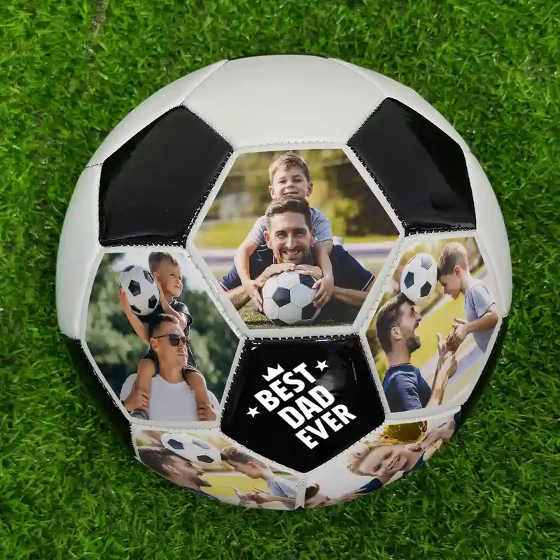 Custom Photo Best Coach Ever Best Dad Ever - Personalized Soccer Ball - Gift For Father, Sport Dad, Kids, Son/Daughter