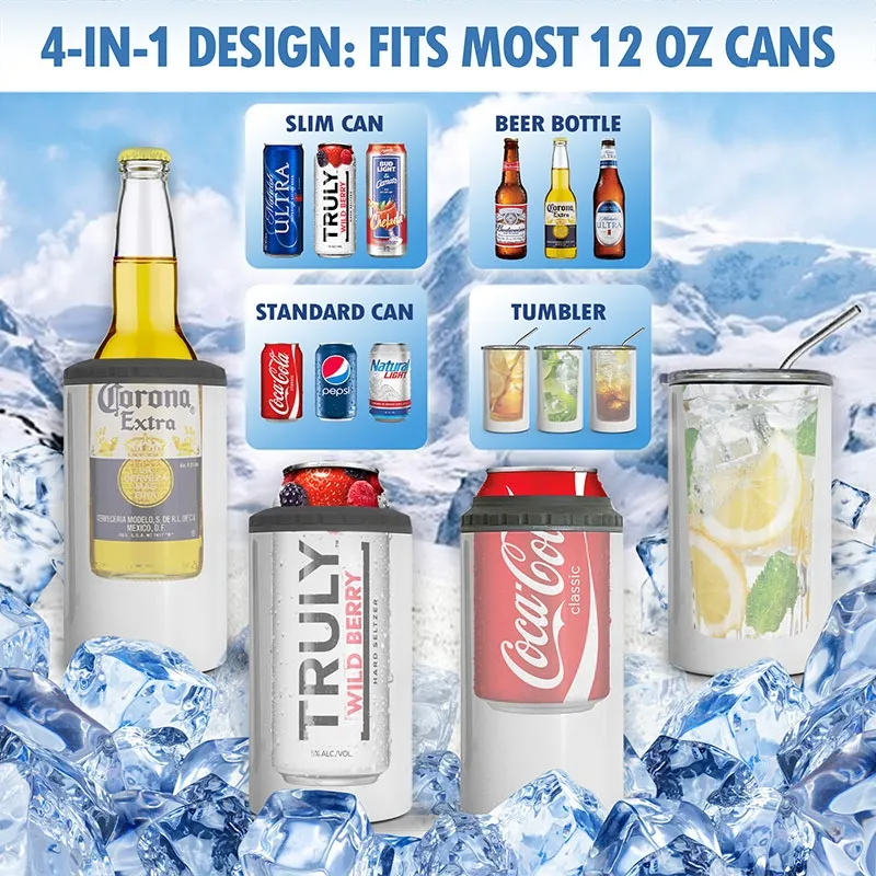 Best Dad Ever Fist Bump Outline Nation Flag - Personalized Can Cooler - Gift For Dad, Grandpa, Father's Day