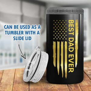 Best Dad Ever Fist Bump Outline Nation Flag - Personalized Can Cooler - Gift For Dad, Grandpa, Father's Day