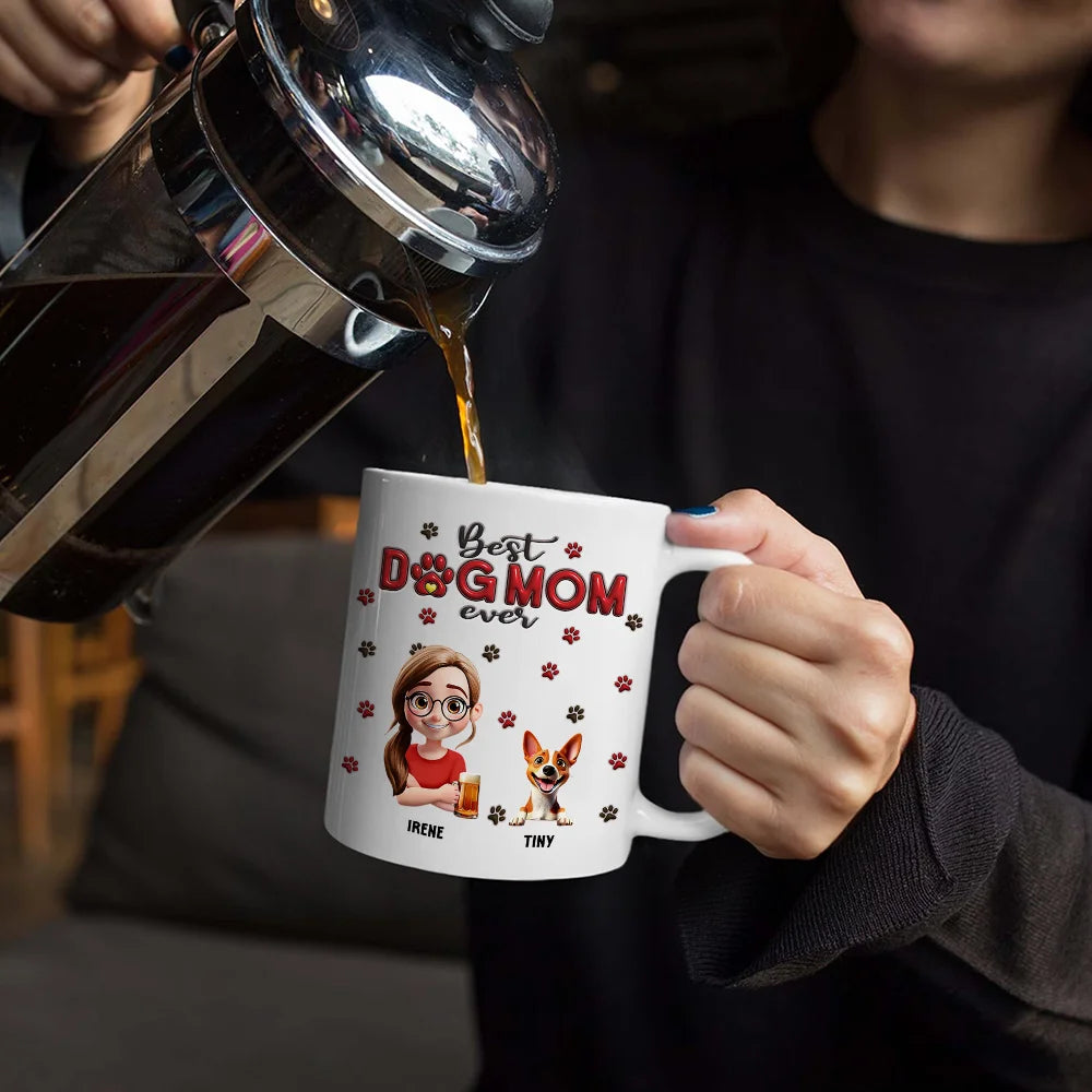 Best Dog Mom Dog Dad - Personalized Custom 3D Inflated Effect Mug - Gift For Dog Mom, Dog Dad, Dog Lovers