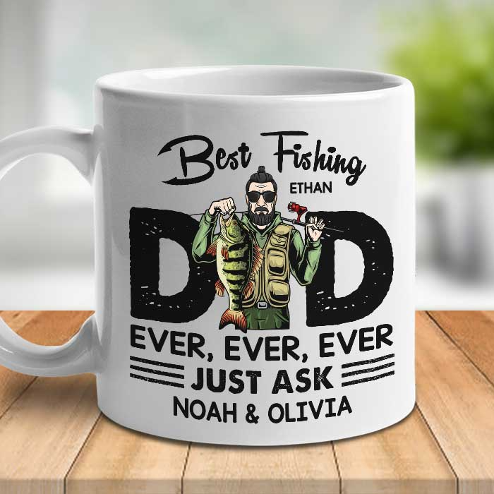Personalized Best Fishing Dad Ever mug, alternate view 2