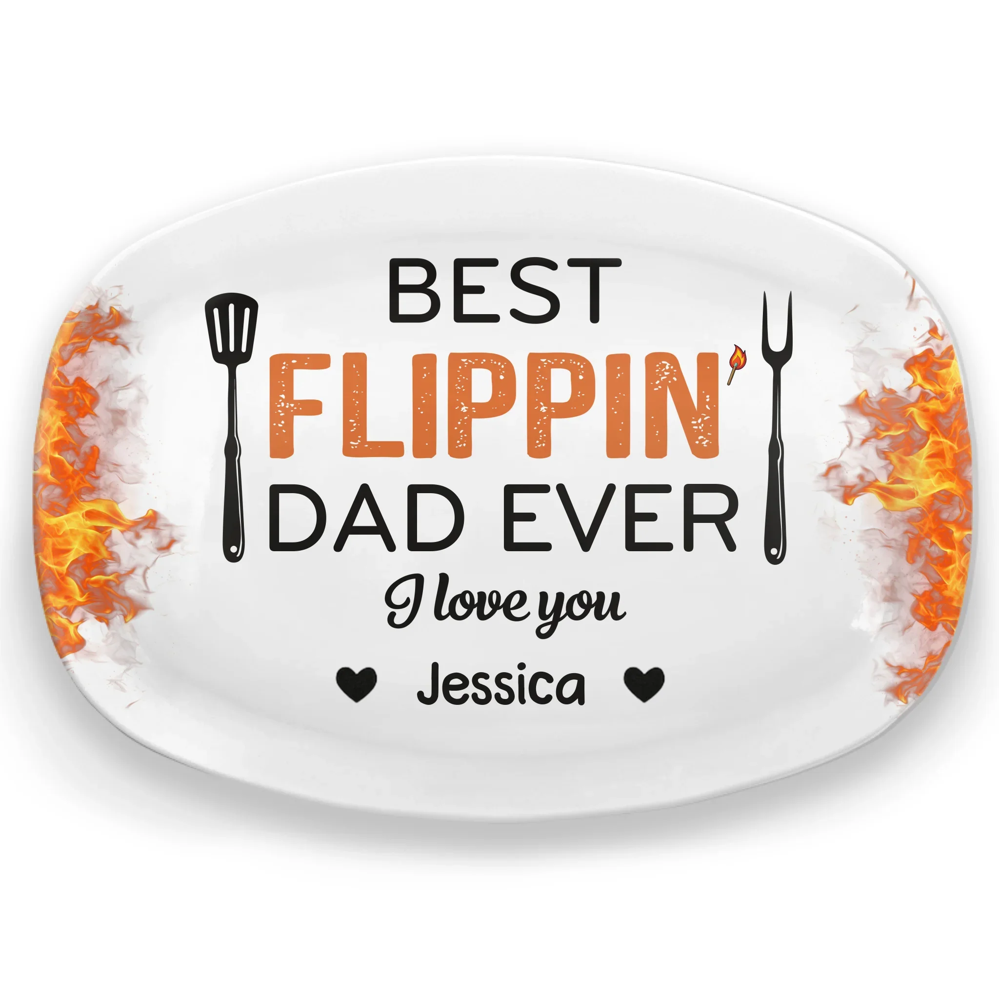 Best Flippin’ Dad Ever - Personalized Grilling Platter - Father's Day Gifts for Dad, Daddy, Papa, Grandpa