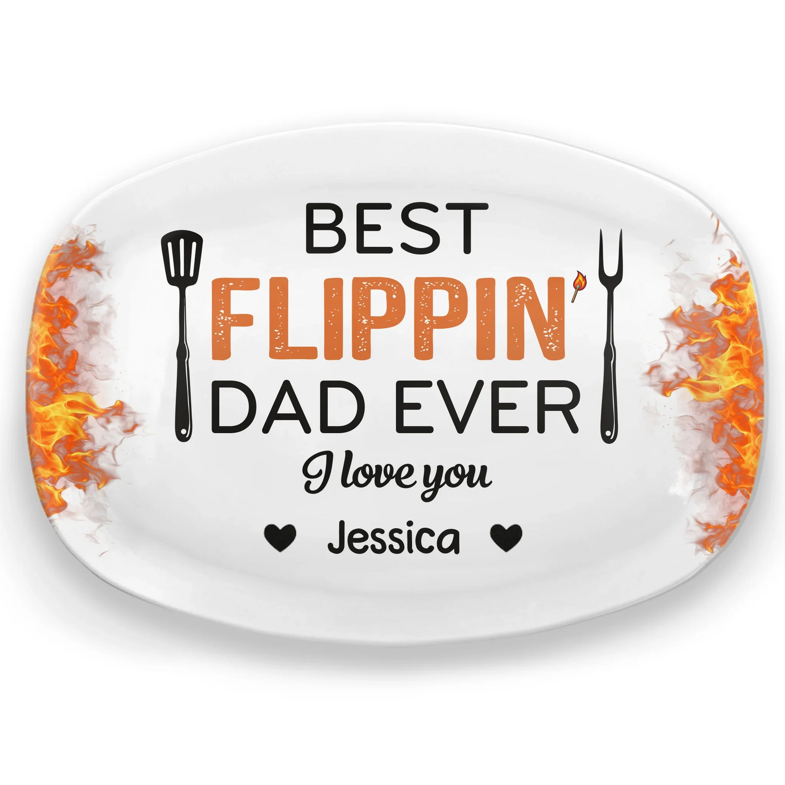 Best Flippin’ Dad Ever - Personalized Grilling Platter - Father's Day Gifts for Dad, Daddy, Papa, Grandpa