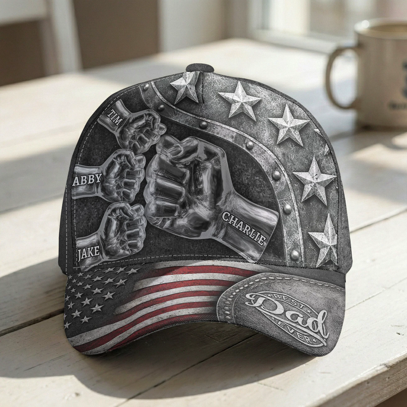 Best Dad Ever Metal Style Print - Personalized Classic Cap - Father's Day Gift For Dad, Daddy, Papa, Grandpa