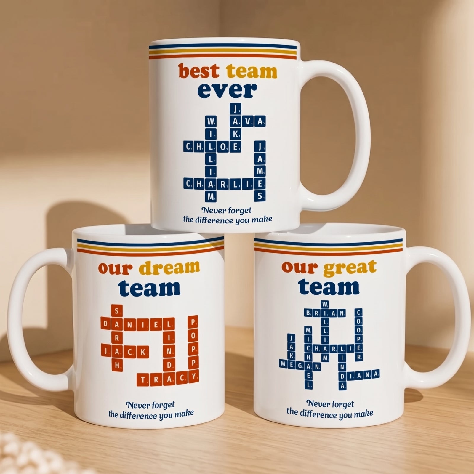 Best Team Ever Custom Name Crosswords Scrabble Vintage Style - Personalized Custom Mug - Gift For Coworkers, Colleagues, Friends