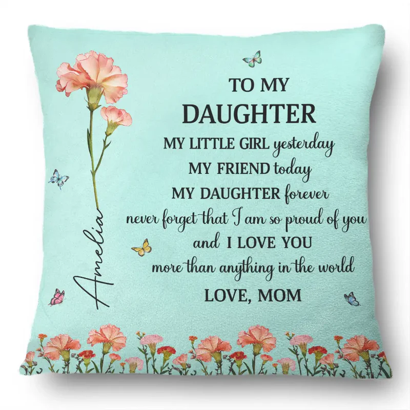 Birth Flower My Granddaughter Forever personalized pillow, alternate view 2