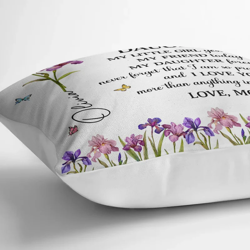 Birth Flower My Granddaughter Forever - Personalized Custom Pillow - Gift For Daughter, Granddaughter