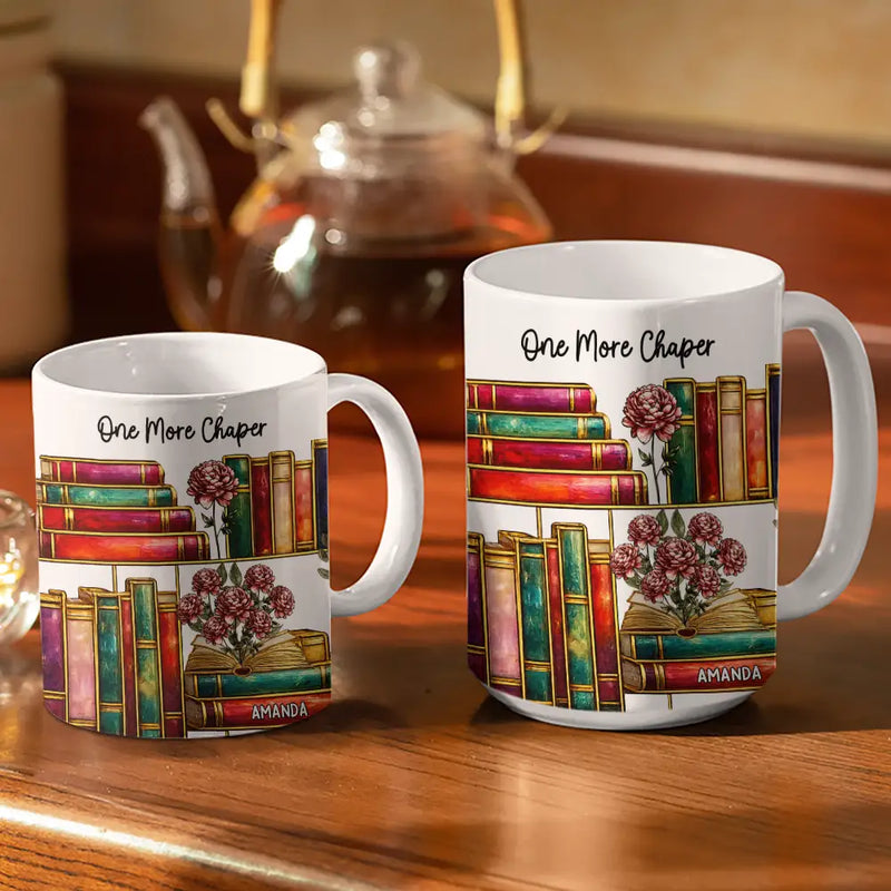 Stained Glass Style Birth Month Flower A Girl Who Loves Books - Personalized Custom Mug - Gift For Book Lovers, Bookworms, Readers