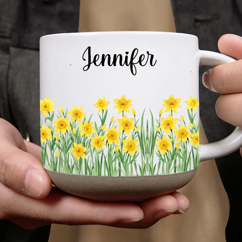 Birth Month Flowers In Bloom - Personalized Pottery Mug - Gifts For Besties, Sisters, BFF, Family, Yourself