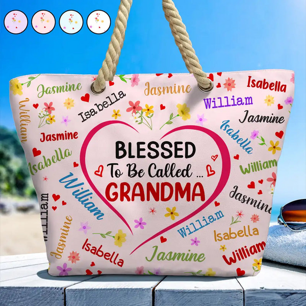 Bless To Be Called Grandma Nana Mom – Personalized Beach Bag - Gift for Mom, Wife, or Grandma | Birthday, Mother's Day or any occasion