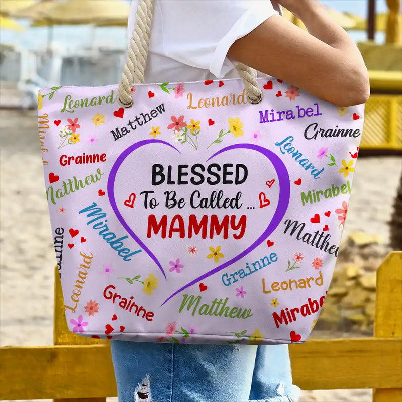 Bless To Be Called Grandma Nana Mom – Personalized Beach Bag - Gift for Mom, Wife, or Grandma | Birthday, Mother's Day or any occasion