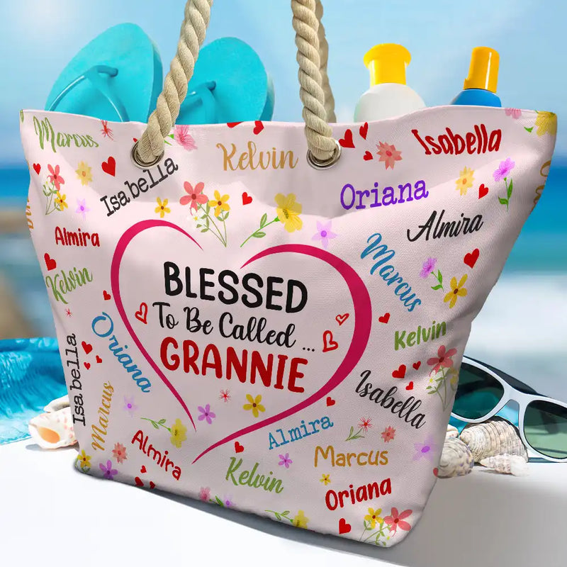 Bless To Be Called Grandma Nana Mom – Personalized Beach Bag - Gift for Mom, Wife, or Grandma | Birthday, Mother's Day or any occasion