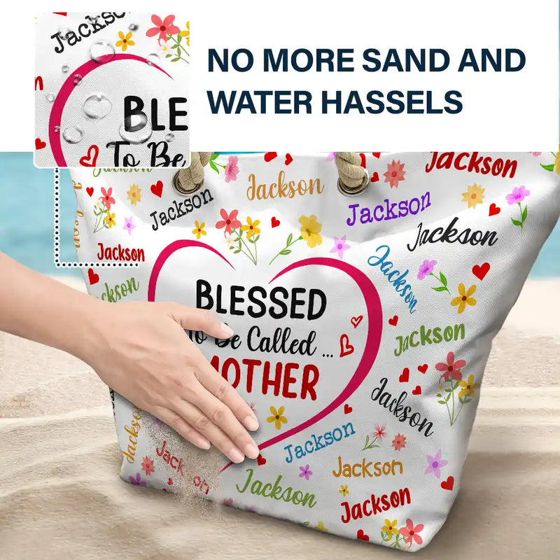 Bless To Be Called Grandma Nana Mom – Personalized Beach Bag - Gift for Mom, Wife, or Grandma | Birthday, Mother's Day or any occasion