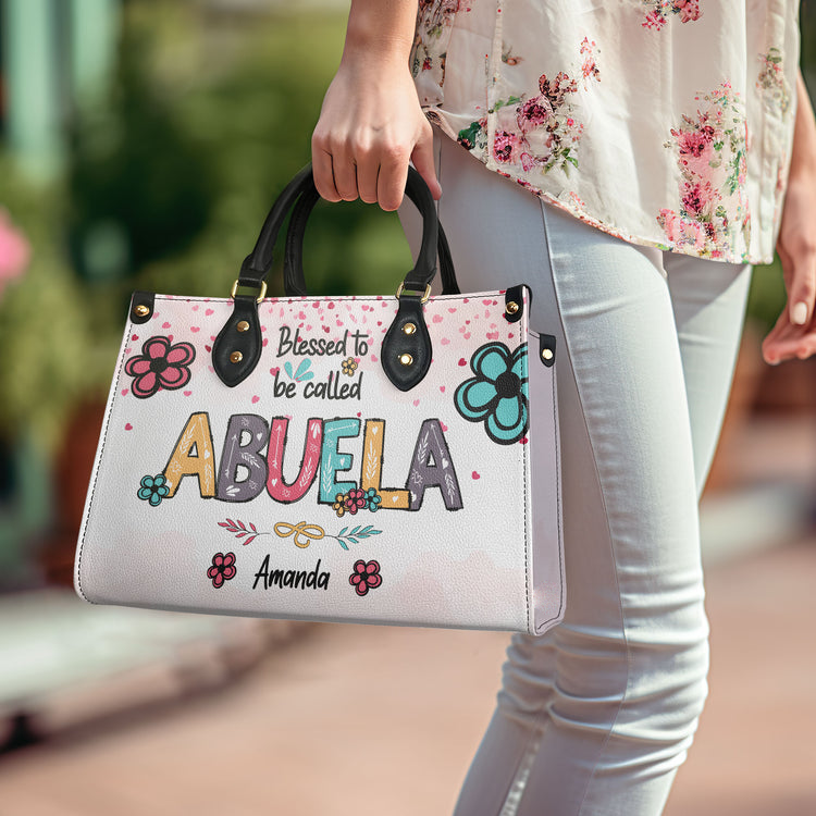 Blessed To Be Called Grandma – Personalized Leather Handbag - Gift for Mom, Wife, or Grandma | Birthday, Mother's Day or any occasion
