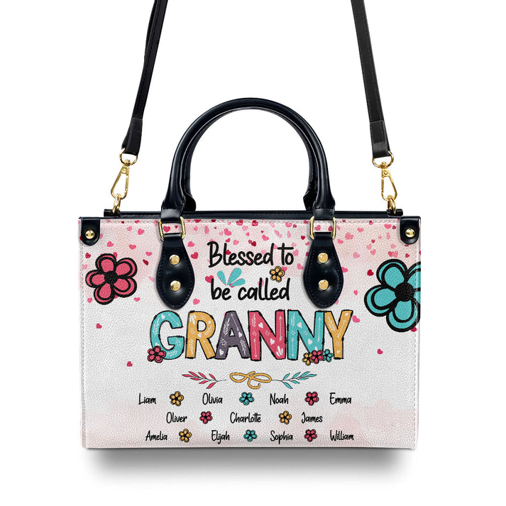 Blessed To Be Called Grandma – Personalized Leather Handbag - Gift for Mom, Wife, or Grandma | Birthday, Mother's Day or any occasion